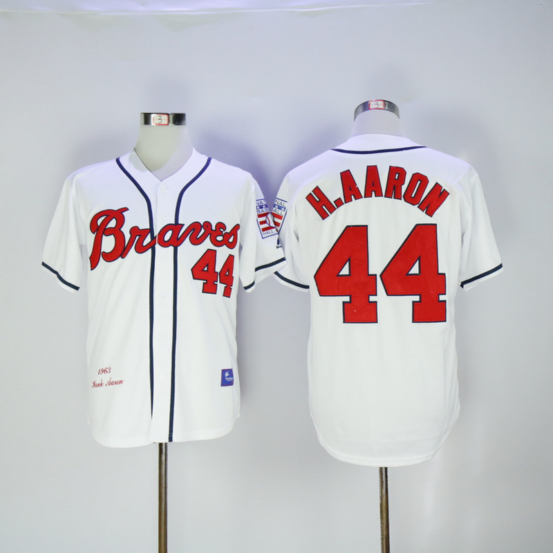 2017 MLB Atlanta Braves #44 H.Aaron White 1963 Throwback Jerseys->atlanta braves->MLB Jersey